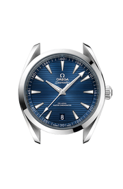 Cassa rotonda in acciaio inox da 34 mm con vetro zaffiro bombato e lunetta liscia lucida dell’Omega De Ville Ladymatic