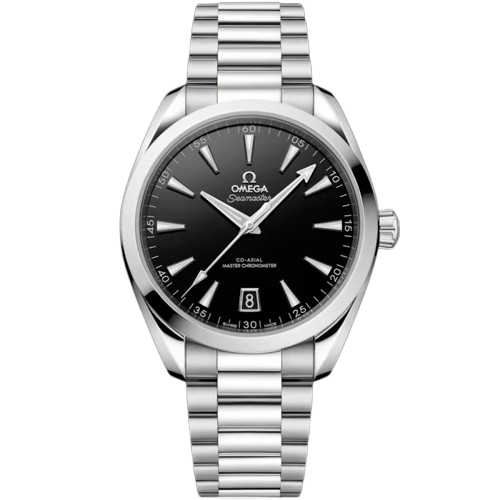 Omega Seamaster Aqua Terra 41 mm con quadrante nero laccato e indici rodiati.