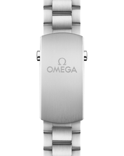 Cassa in acciaio inox da 43,5 mm con lunetta girevole bicolore nera e bianca in ceramica lucida, scala graduata e dettagli arancioni