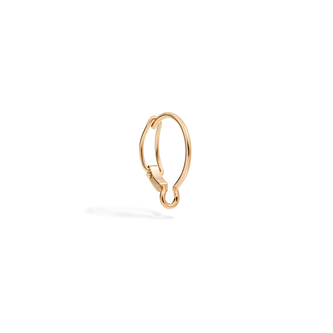 Orecchino Hoop Porta Ciondolo DoDo in oro rosa 9K, cerchio piccolo con chiusura a clip, design essenziale.