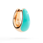 Load image into Gallery viewer, Orecchino Rondelle DoDo in argento dorato oro rosa 18K con smalto turchese, mono orecchino.

