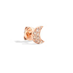 Load image into Gallery viewer, Orecchino Stud Luna Oro Rosa Diamanti Brown
