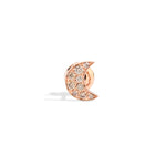 Load image into Gallery viewer, Orecchino Stud Luna DoDo in oro rosa 9K con 9 diamanti brown (0,16 ct), mono orecchino elegante a forma di luna.

