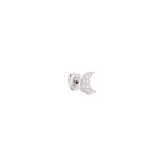 Load image into Gallery viewer, Orecchino stud Luna DoDo in oro bianco 18K con 9 diamanti bianchi (0,15 ct), design elegante ispirato alla natura.
