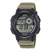 Orologio Casio AE-1000W-5AV digitale con quadrante beige, mappa del mondo e display analogico LC
