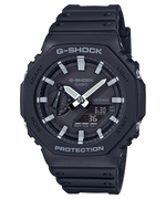 Load image into Gallery viewer, Orologio Casio G-Shock GA-2100-1A con cassa ottagonale in resina nera rinforzata con fibra di carbonio e quadrante analogico-digitale nero.
