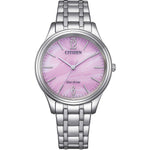 Load image into Gallery viewer, Orologio Citizen Lady EM0411-71X con cassa tonda in acciaio da 34 mm, quadrante rosa e vetro minerale
