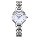 Load image into Gallery viewer, Orologio Citizen Lady Eco-Drive EM0990-81A con cassa in acciaio 28 mm e quadrante bianco con numeri arabi.
