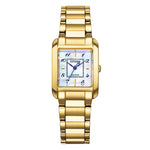 Load image into Gallery viewer, Orologio Citizen Lady Eco-Drive EW5602-81D con cassa rettangolare placcata oro e quadrante madreperla.
