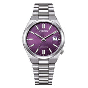 Orologio Citizen Tsuyosa NJ0200-50W unisex automatico con cassa acciaio 37 mm, quadrante viola con vetro zaffiro.