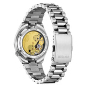 Citizen NJ0200-50W orologio meccanico unisex con lente ingranditrice, datario e bracciale acciaio.