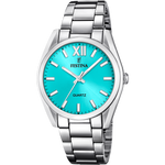 Load image into Gallery viewer, Orologio Festina Boyfriend F20622/D da donna con quadrante azzurro e indici a bastoni argento

