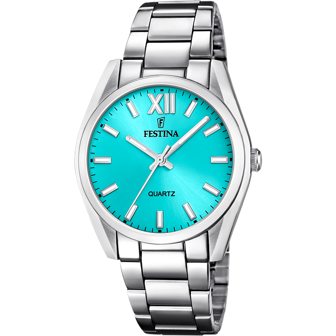 Orologio Festina Boyfriend F20622/D da donna con quadrante azzurro e indici a bastoni argento