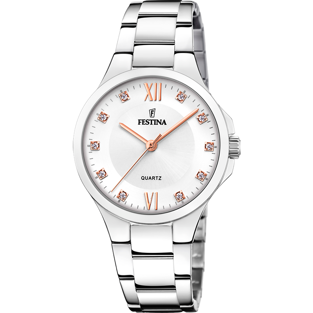 Orologio Festina Mademoiselle F20582/1 da donna con quadrante bianco impreziosito da cristalli rosa
