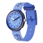 Load image into Gallery viewer, Orologio Flik Flak Airnimals FPNP157 con motivo di palloncini a forma di animali su cinturino blu PET riciclato.
