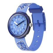 Orologio Flik Flak Airnimals FPNP157 con motivo di palloncini a forma di animali su cinturino blu PET riciclato.
