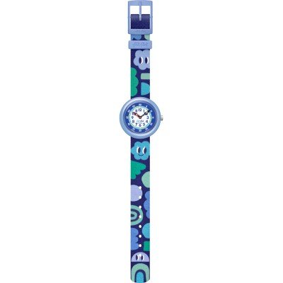 Dettaglio del cinturino tessile in PET riciclato azzurro/blu con chiusura ad ardiglione