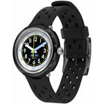 Load image into Gallery viewer, Orologio Flik Flak Bubbly Hours Nero FCNP001 con cassa nera trasparente e cinturino in silicone nero traforato.
