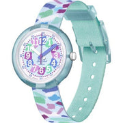 Orologio Flik Flak Confetti Chaos FPNP150 con quadrante multicolore e cinturino tessile multicolore.