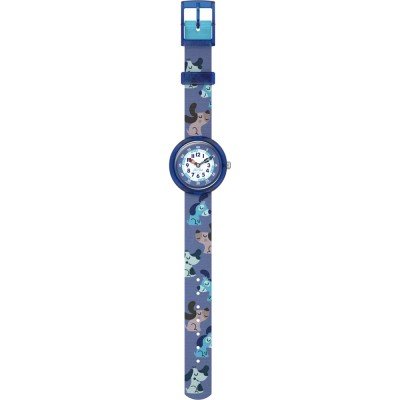 Dettaglio del cinturino tessile PET riciclato azzurro/blu con chiusura a fibbia.