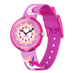 Load image into Gallery viewer, Orologio Flik Flak Dreaming Unicorn FBNP195 con cassa rosa in plastica biologica e cinturino viola con unicorni.
