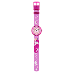 Load image into Gallery viewer, Cinturino in tessuto viola con motivo unicorni e chiusura a fibbia.

