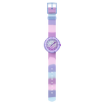 Load image into Gallery viewer, Dettaglio quadrante multicolore con numeri e lancette colorate per bambini.

