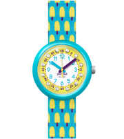 Orologio Flik Flak Lemon Freeze FPNP062 con quadrante giallo e cristalli Swarovski.
