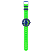 Cinturino in silicone verde con chiusura a fibbia.