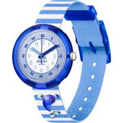 Orologio Flik Flak Shining Dolphin FPNP147 con quadrante bianco e delfino di cristalli.