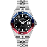 Load image into Gallery viewer, Quadrante nero con indici applicati, datario a ore 3 con lente di ingrandimento e lancette luminescenti del Philip Watch Caribe Sport R8253597088
