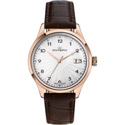 Quadrante bianco con indici sottili color oro rosa e lancette affusolate dell'orologio Philip Watch Museum R8253225002
