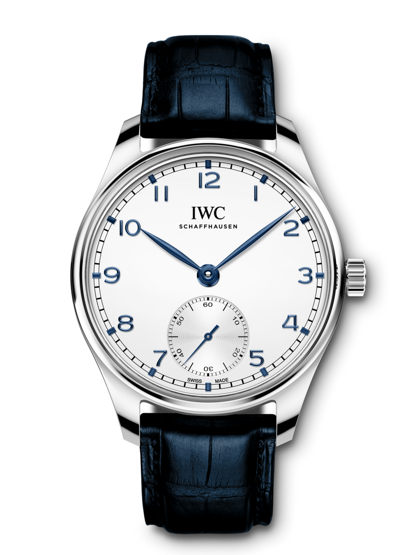 Quadrante argenté pulito con piccoli secondi a ore 6 e numeri arabi dell’IWC Portugieser Automatic 40.