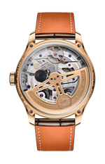 Load image into Gallery viewer, Cassa rotonda da 44,4 mm in oro rosa Armor Gold® con corona scanalata e vetro zaffiro doppio box.
