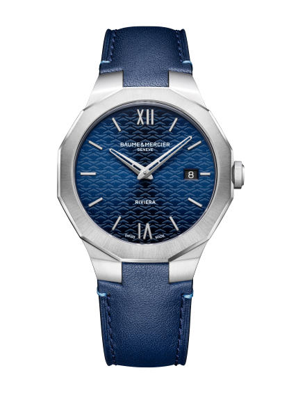 Baume & Mercier Riviera 10846 - cassa acciaio - cinturino pelle blu - quadrante blu con datario