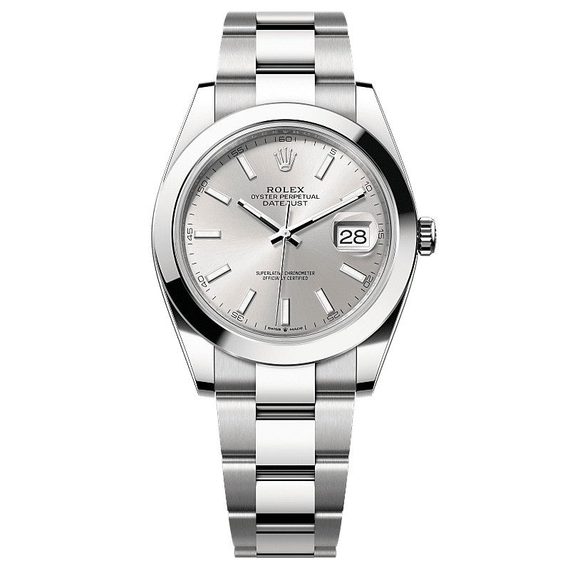 ROLEX Datejust 41mm quadrante silver bracciale Oyster.
Nuovo, completo di scatola e garanzia.
