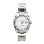 Load image into Gallery viewer, Orologio Rolex Datejust II 116334 con cassa in acciaio da 41 mm, lunetta zigrinata in oro bianco, quadrante disponibile in vari colori tra cui blu e nero con indici a bastone, vetro zaffiro con lente Cyclope per la data, bracciale Oyster in acciaio e movimento automatico calibro 3136, impermeabile fino a 100 metri.
