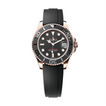 Load image into Gallery viewer, Quadrante nero intenso del Rolex Yacht-Master 37 in oro Everose 18 ct con lancette e indici luminescenti a emissione prolungata
