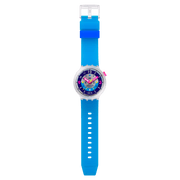 Swatch Neon Hielo SB01K400 - cassa trasparente - cinturino silicone azzurro e quadrante blu/argento