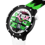 Swatch Lash out SB03B701 - quadrante con scritta nera/verde/bianca