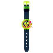Swatch Neon to the max SB06J100 - cassa gialla, quadrante multicolor cronografo e cinturino blu
