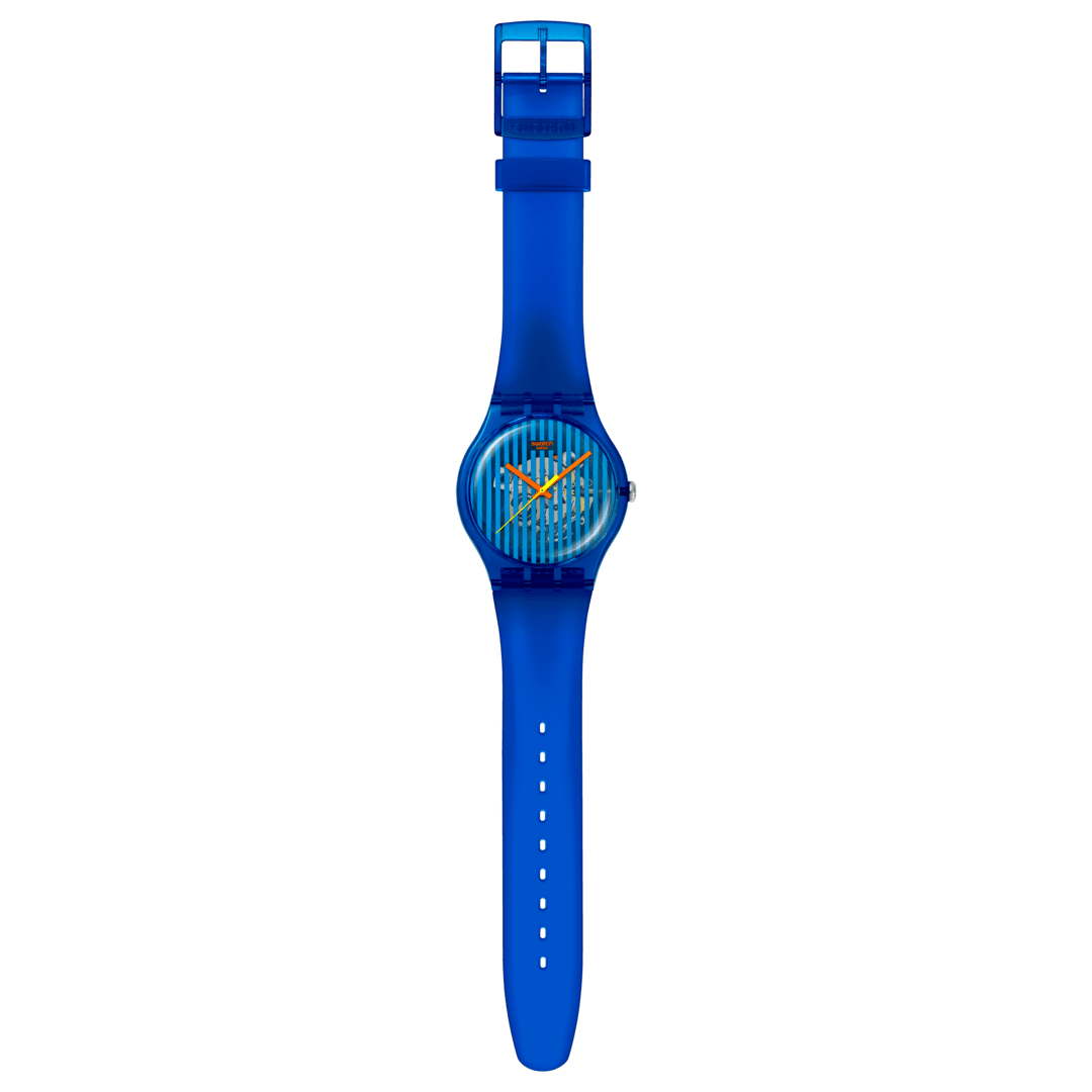 Swatch Brilliantly Blue SO29S102 - cassa plastica blu - cinturino silicone blu - quadrante azzurro