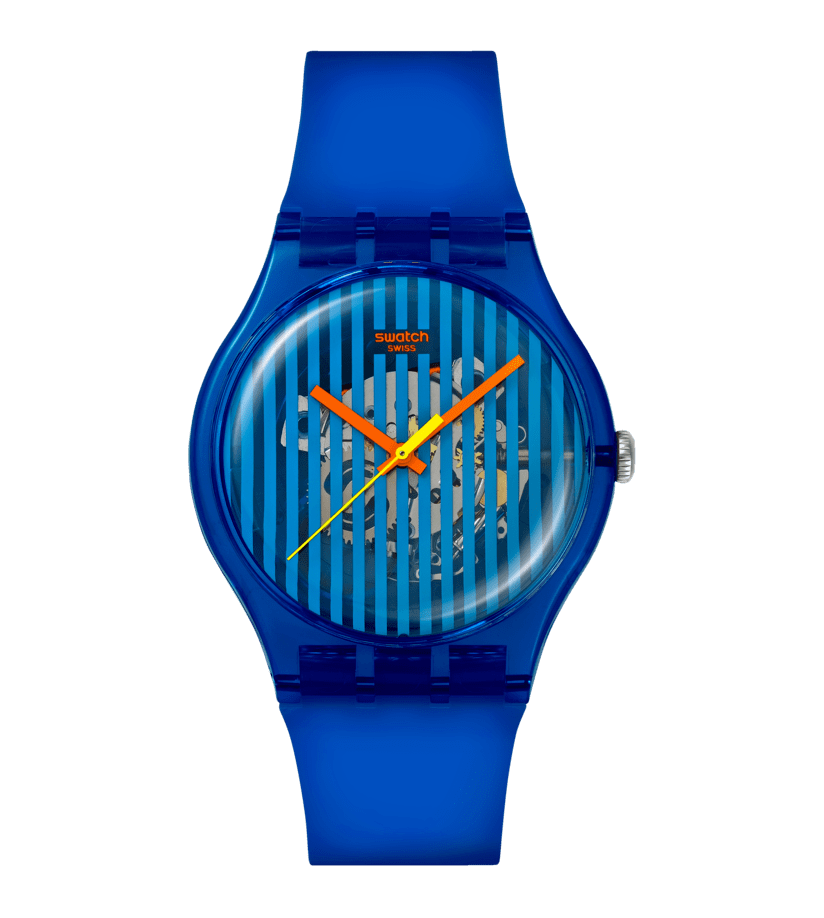 Swatch Brilliantly Blue SO29S102 - cassa plastica blu - cinturino silicone blu - quadrante azzurro