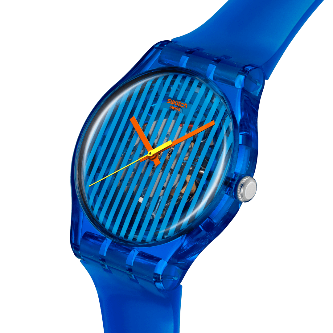 Swatch Brilliantly Blue SO29S102 - cassa plastica blu - cinturino silicone blu - quadrante azzurro