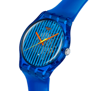 Swatch Brilliantly Blue SO29S102 - cassa plastica blu - cinturino silicone blu - quadrante azzurro