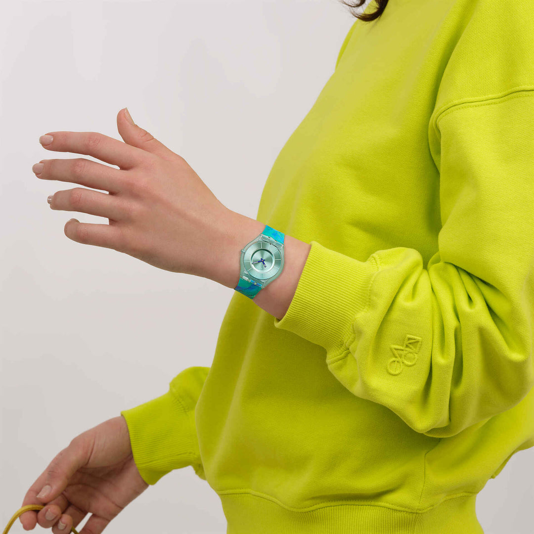 Swatch Paradise mist SS08G111 - cassa e quadrante azzurro - cinturino silicone - polso