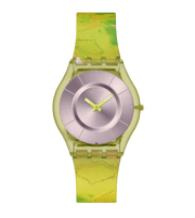 Swatch Paradise canopy SS08G112 - cassa gialla - cinturino silicone multicolor - quadrante argento