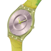 Swatch Paradise canopy SS08G112 - cassa gialla - cinturino silicone multicolor - quadrante argento