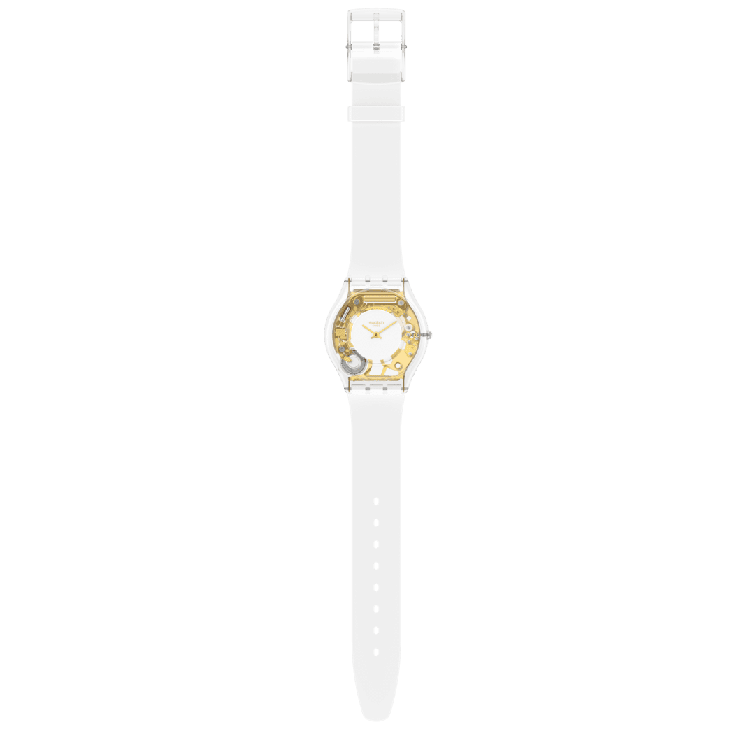 Swatch Coeur Dorado SS08K106-S14 - cassa trasparente - cinturino bianco e quadrante bianco con dettaglio oro