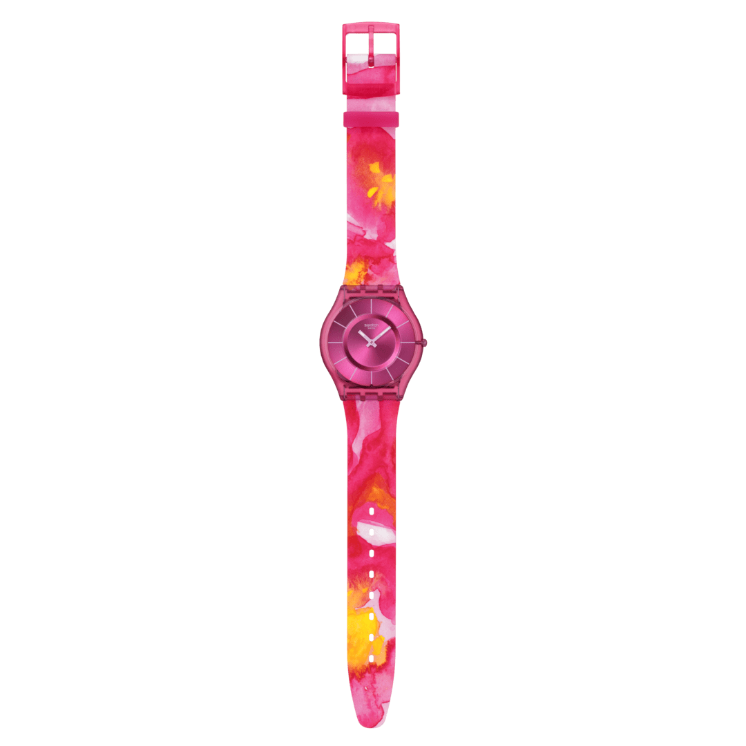 Swatch Paradise petals SS08P113 - cassa e quadrante rosa - cinturino silicone multicolor